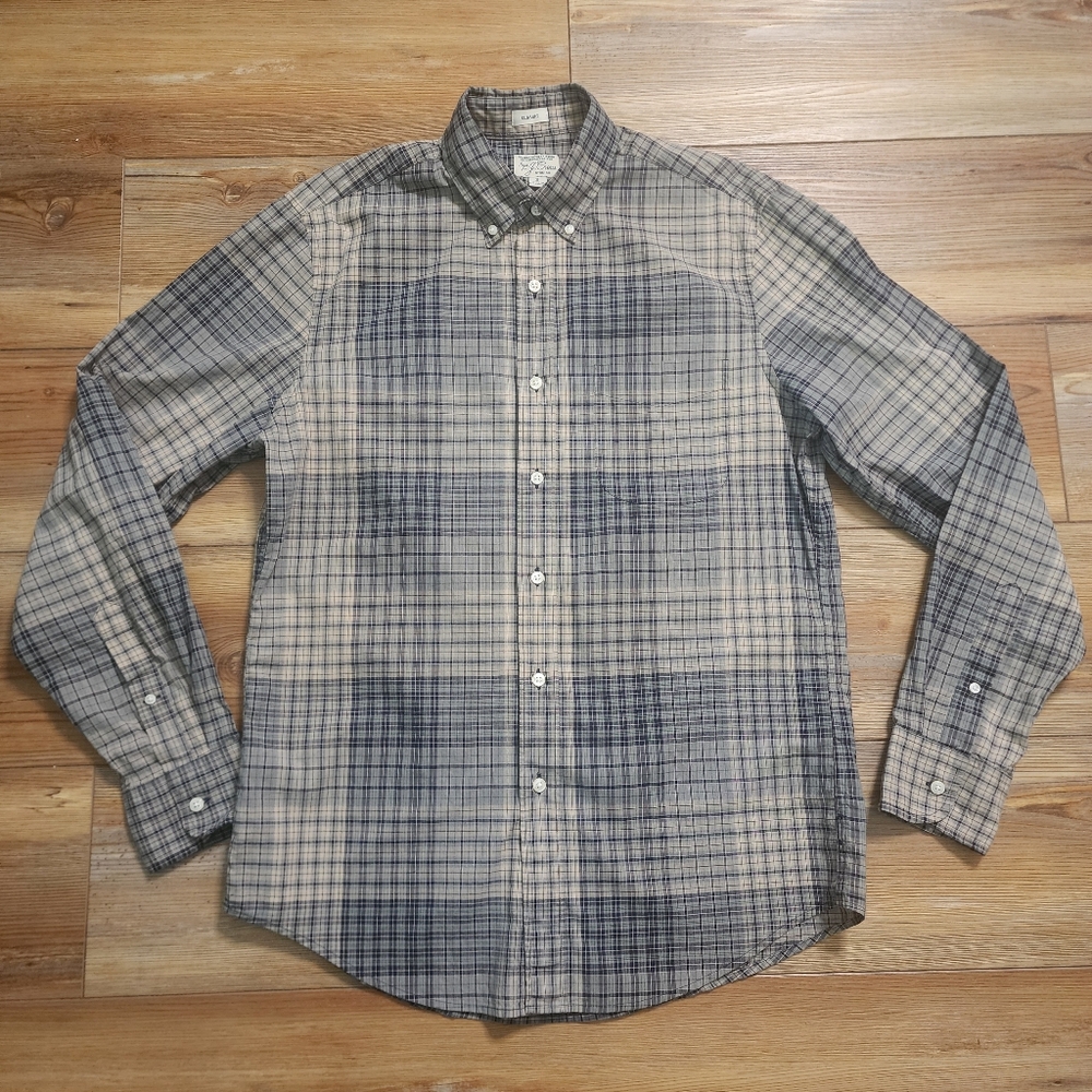 J. Crew Button Down Shirt Mens S Multi-Color Plaid Long Sleeve Secret Wash